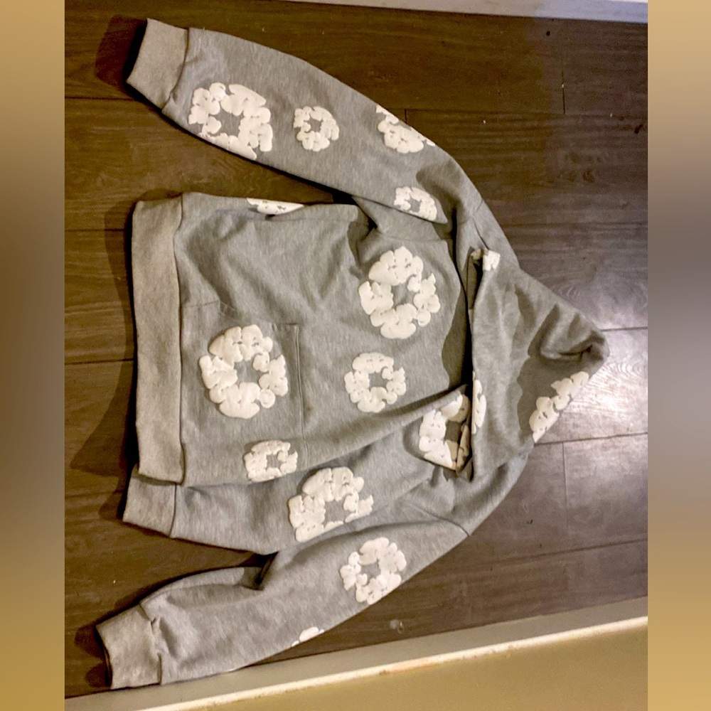 Grey denim tears hoodie (XL) With receipt